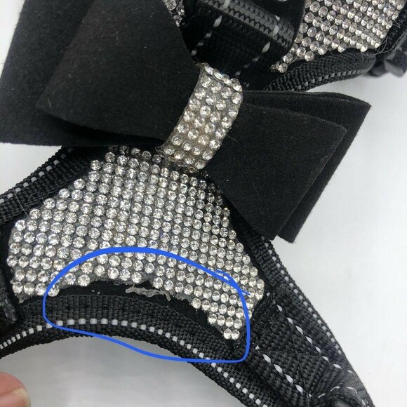 3/$30  Rhinestone Dog Harness Reflective Bling Nylon Dog Vest with Sparkly Bow - Picture 7 of 11
